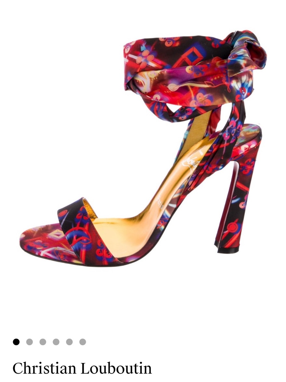 Christian Louboutin Red and Purple Ankle-Tie Stiletto Sandals